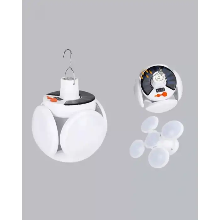 AsilTech Solar Güneş Enerjili ve USB Şarjlı 5 Kanatlı LED Kamp Lambası