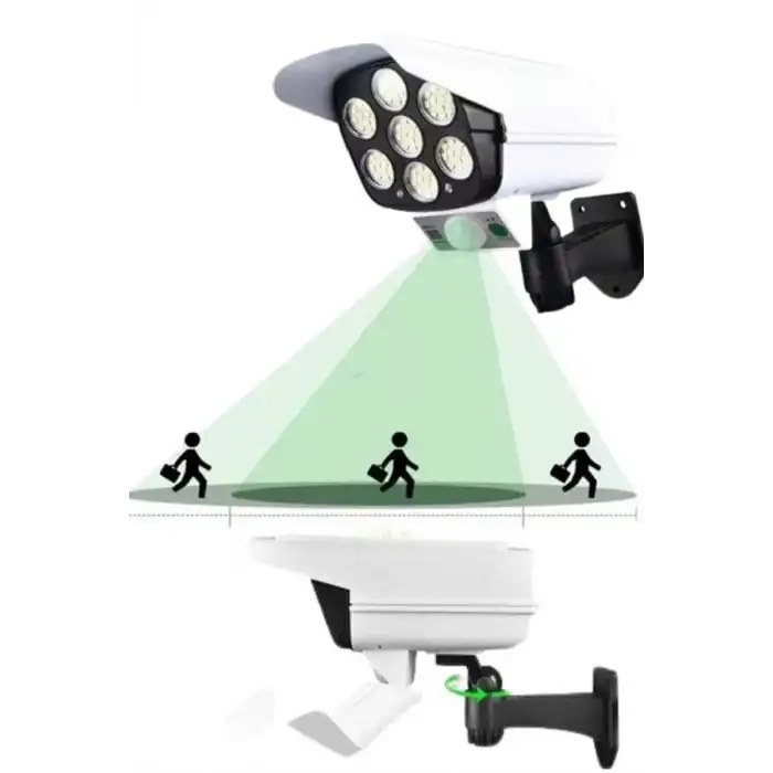 AsilTech Solar Lamba Kamera Görünümlü Duvar Lambası Dönebilen Bahçe Aydınlatması