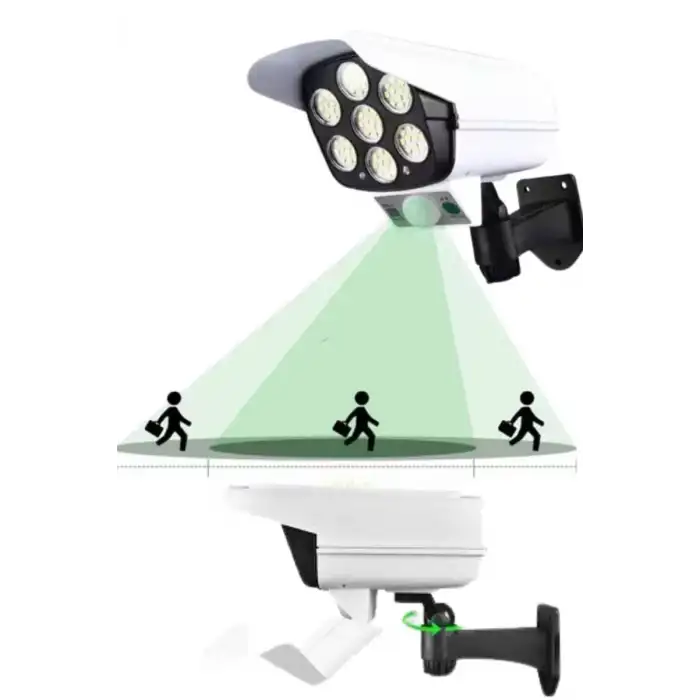 AsilTech Solar Lamba Kamera Görünümlü Duvar Lambası Dönebilen Bahçe Aydınlatması