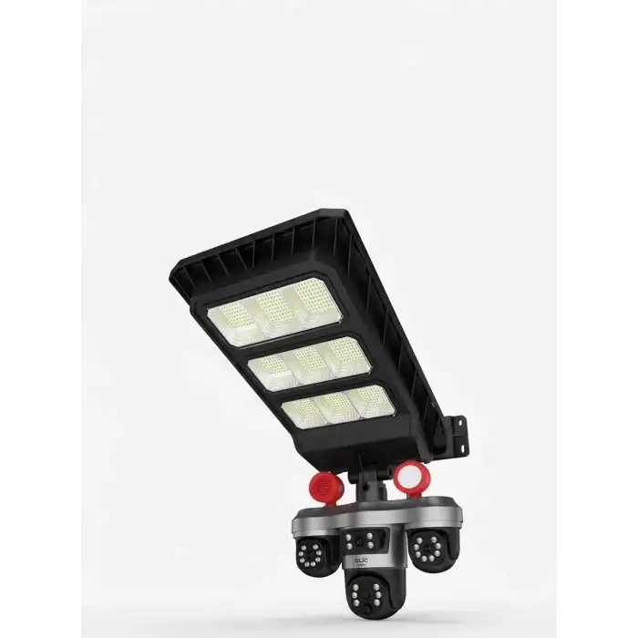 AsilTech Solar Panelli 3 Lens Dış Mekan Güvenlik Kamerası Hareket Algılamalı LED Aydınlatmalı