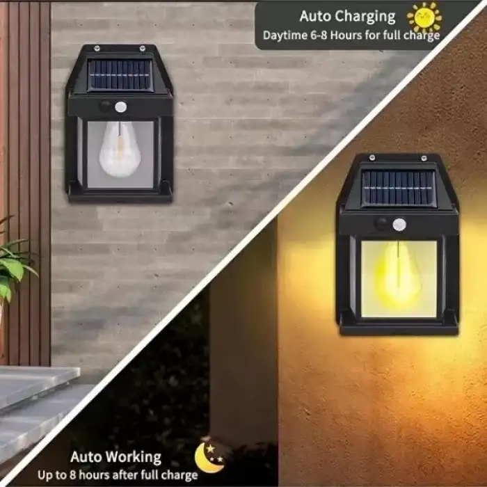 AsilTech Solar Rustik Ampullü Duvar Lambası - Gün Işığı