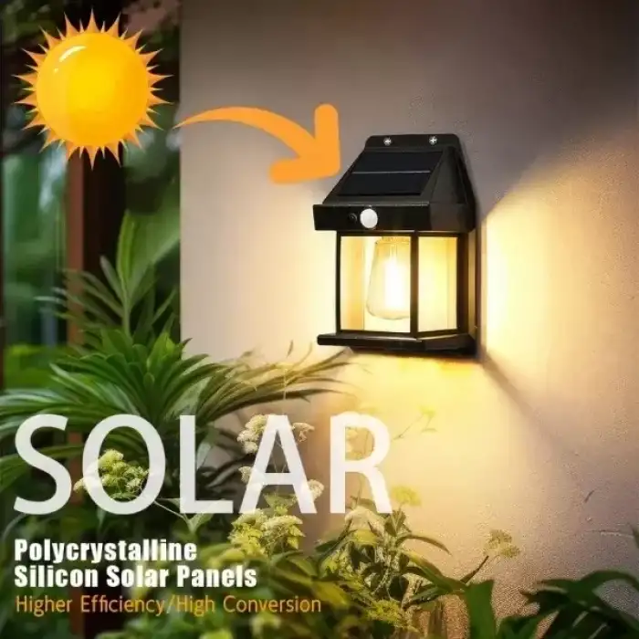 AsilTech Solar Rustik Ampullü Duvar Lambası - Gün Işığı