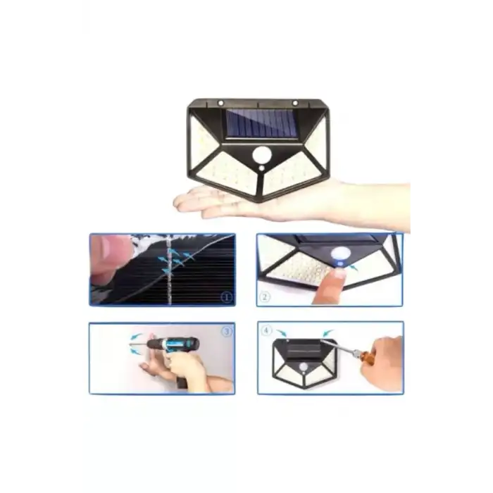 AsilTech Solar Sensörlü Duvar Lambası Bahçe Lambaso Parlak Beyaz Işık Suya Dayanıklı