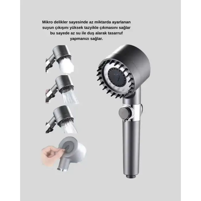 AsilTech Spa Etkili Masaj Uçlu Duş Başlığı Ergonomik Tasarım
