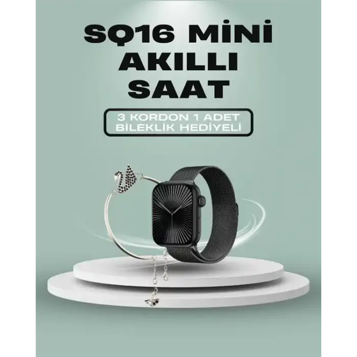 AsilTech SQ-16 Mini Series 10 Akıllı Saat – 3 Kordon + Hediye Bileklik