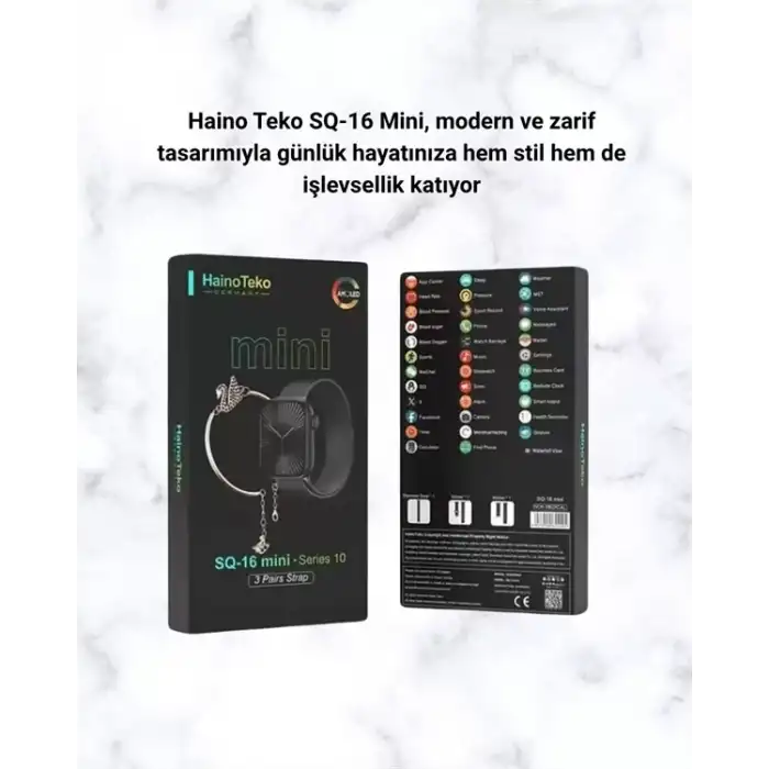AsilTech SQ-16 Mini Series 10 Akıllı Saat – 3 Kordon + Hediye Bileklik