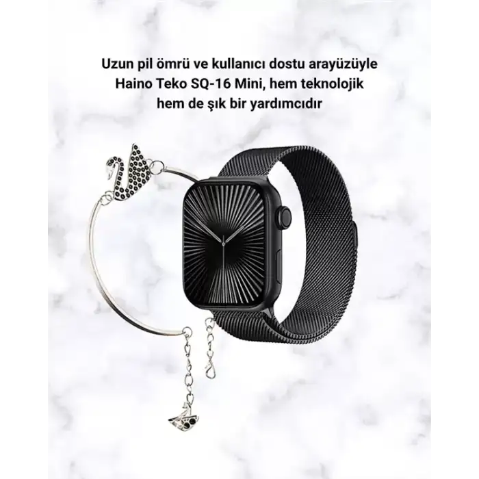 AsilTech SQ-16 Mini Series 10 Akıllı Saat | Şık ve Hafif Tasarım, 3 Kordon Seçeneği