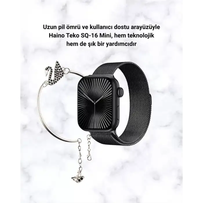 AsilTech SQ-16 Mini Series 10 Akıllı Saat | Şık ve Hafif Tasarım, 3 Kordon Seçeneği