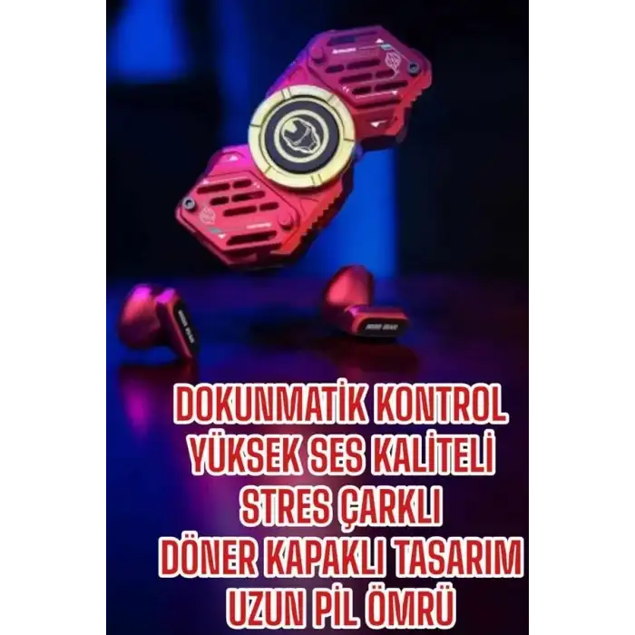 AsilTech Stres Çarklı Bluetooth Kulaklık Kablosuz Kırmızı Yüksek Ses Kaliteli