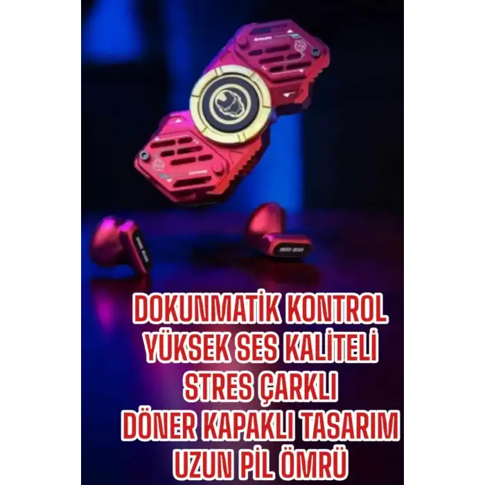 AsilTech Stres Çarklı Bluetooth Kulaklık Kablosuz Kırmızı Yüksek Ses Kaliteli