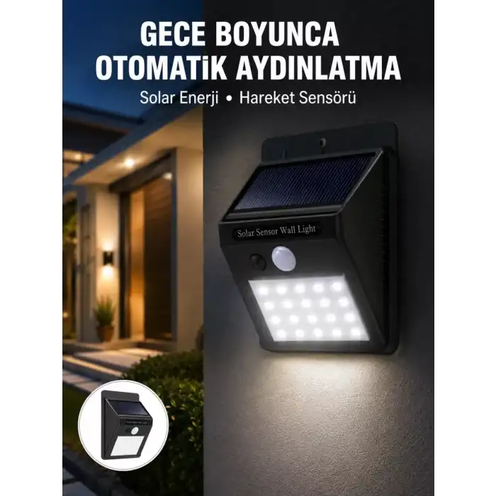 AsilTech Su Geçirmez 20 LED Solar Aydınlatma | Dış Mekan için PIR Hareket Sensörü ile Akıllı Işık Yeni Nesil