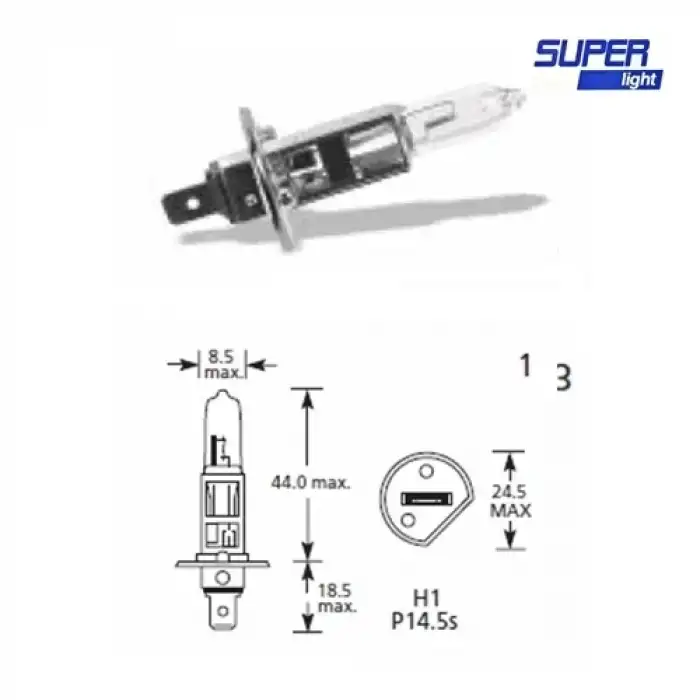 AsilTech Super Light H1 Halojen Far Ampülü 12 Volt 60-55 Watt