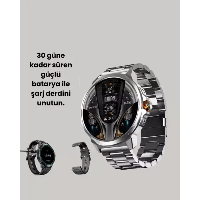 AsilTech SW80 Akıllı Saat 1.93″ Ultra HD Ekran 700 mAh Batarya 3 Kordon