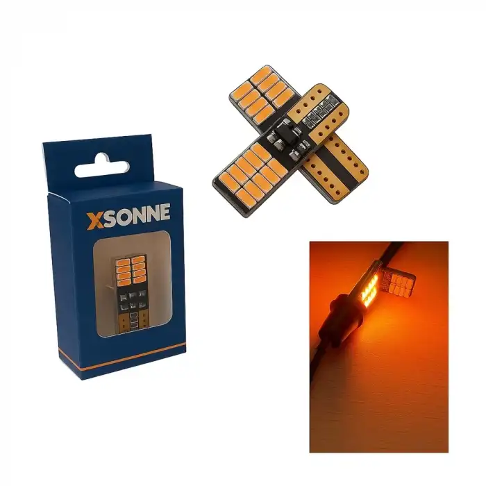 AsilTech T10 Led Ampul 24 Ledli Canbuslı Park Ampulü 2li Takım Turuncu