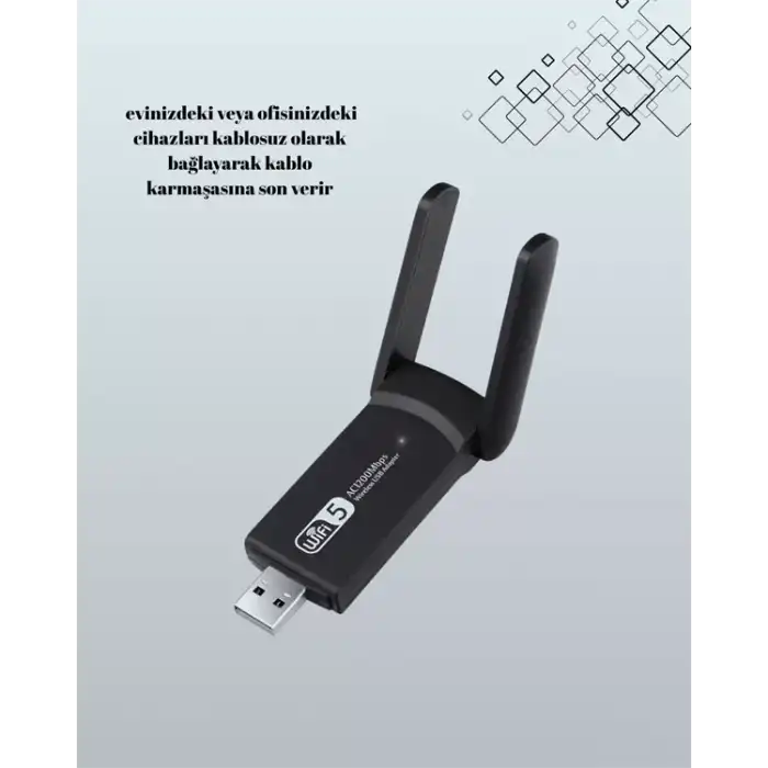 AsilTech Tak-Çalıştır Özellikli Çift Bant WiFi Adaptör – 1200 Mbps