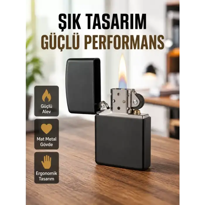 AsilTech Tasarım Metal Çakmak Minimal Mat Yüzeyli ve Şık Görünümlü