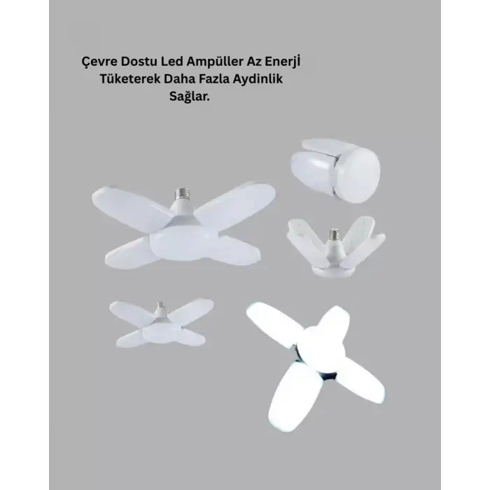 AsilTech Tasarruflu Pervane LED Ampül 4 Kollu 60 Watt Geniş Alan Aydınlatma