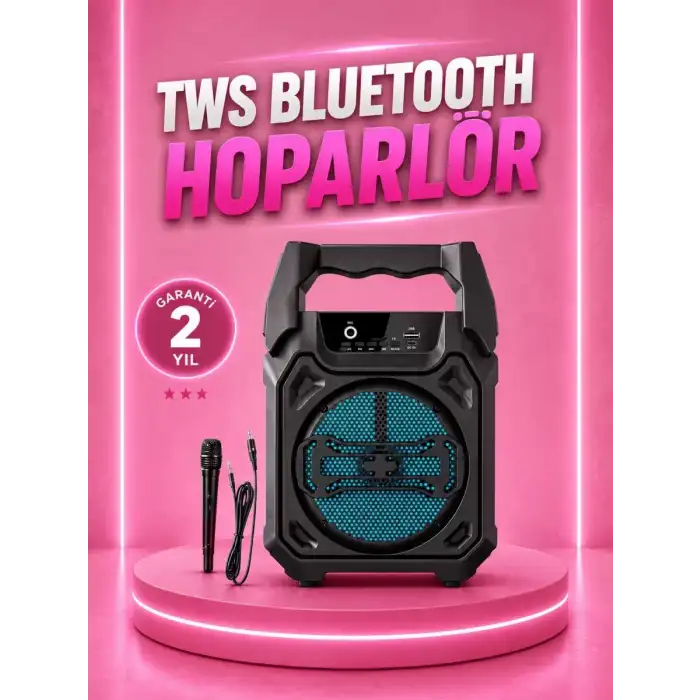 AsilTech Taşınabilir 6.5” Bluetooth Hoparlör USB TF Kart Mikrofonlu Şarjlı Sistem