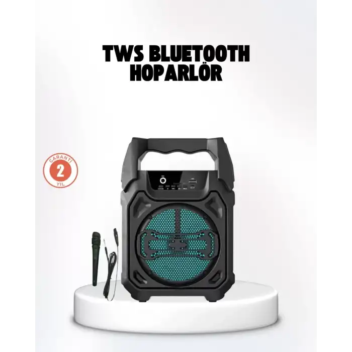 AsilTech Taşınabilir 6.5” Bluetooth Hoparlör USB TF Kart Mikrofonlu Şarjlı Sistem