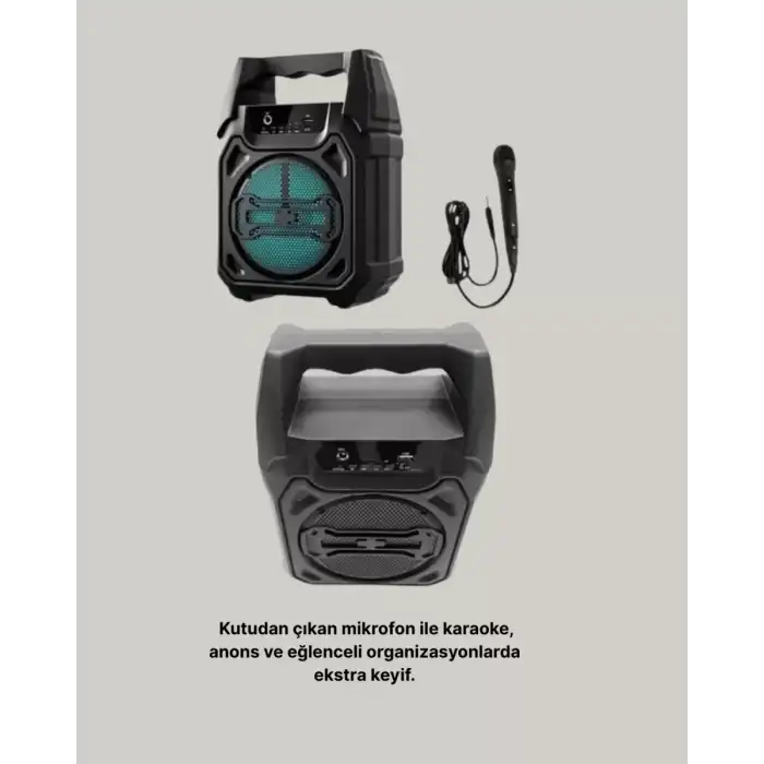AsilTech Taşınabilir 6.5” Bluetooth Hoparlör USB TF Kart Mikrofonlu Şarjlı Sistem
