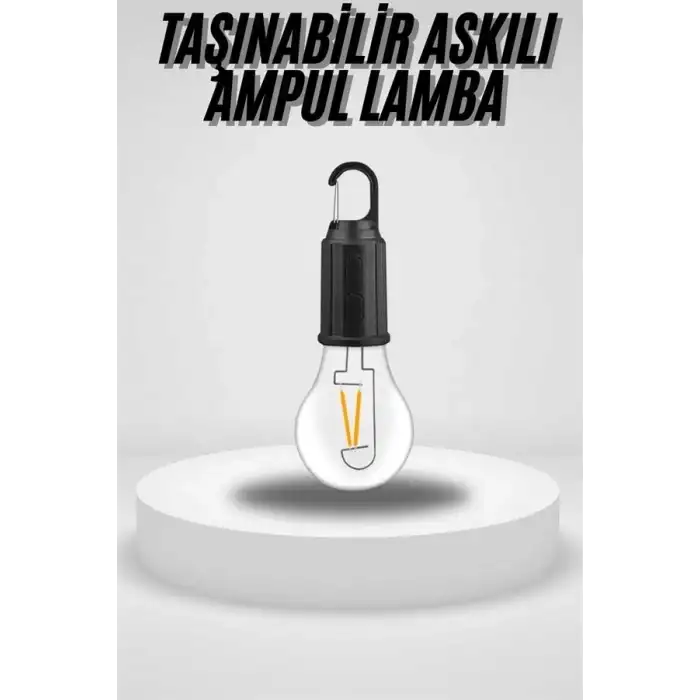 AsilTech Taşınabilir Askılı Ampul Kamp Lambası Askılı Type-C Şarjlı Bahçe Lambası