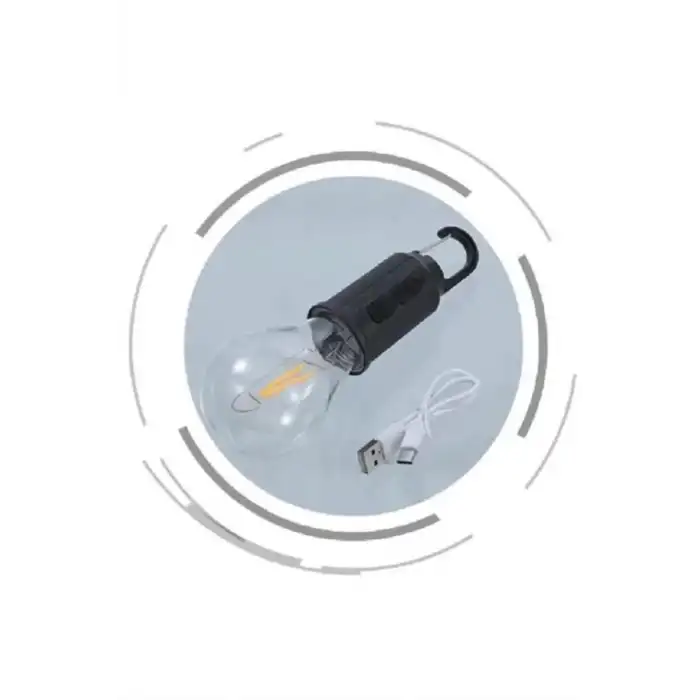 AsilTech Taşınabilir Askılı Ampul Kamp Lambası Askılı Type-C Şarjlı Bahçe Lambası