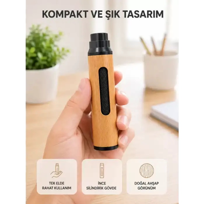 AsilTech Taşınabilir Dumansız Mini Küllük Ahşap Görünümlü 3 Farklı Uçlu Kompakt Tasarım