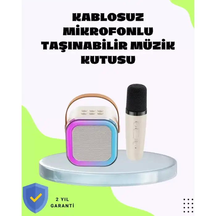 AsilTech Taşınabilir Karaoke Mikrofon Seti Bluetooth Hoparlörlü