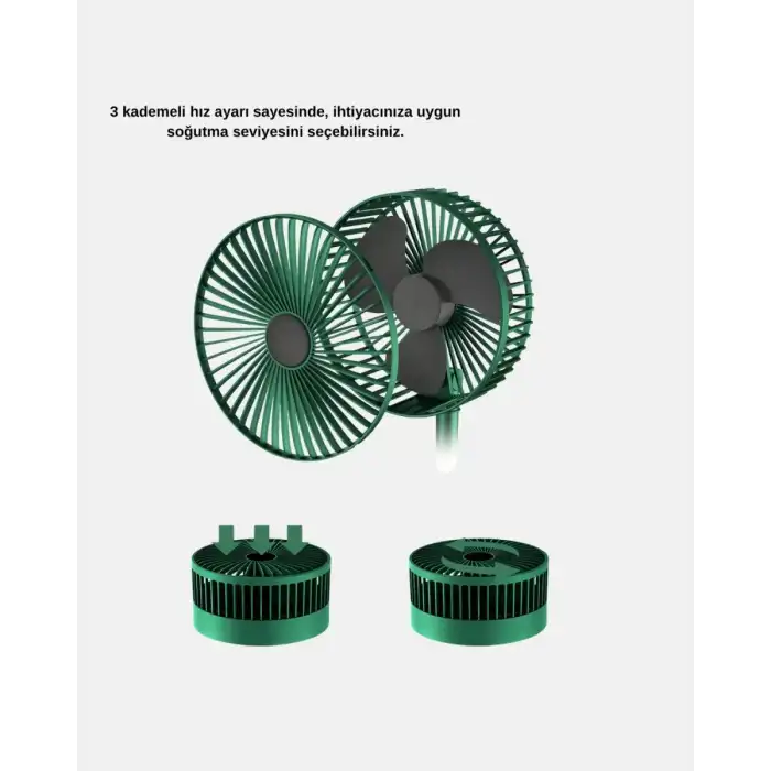 AsilTech Taşınabilir Katlanabilir Mini Fan 3 Kademeli Şarj Edilebilir