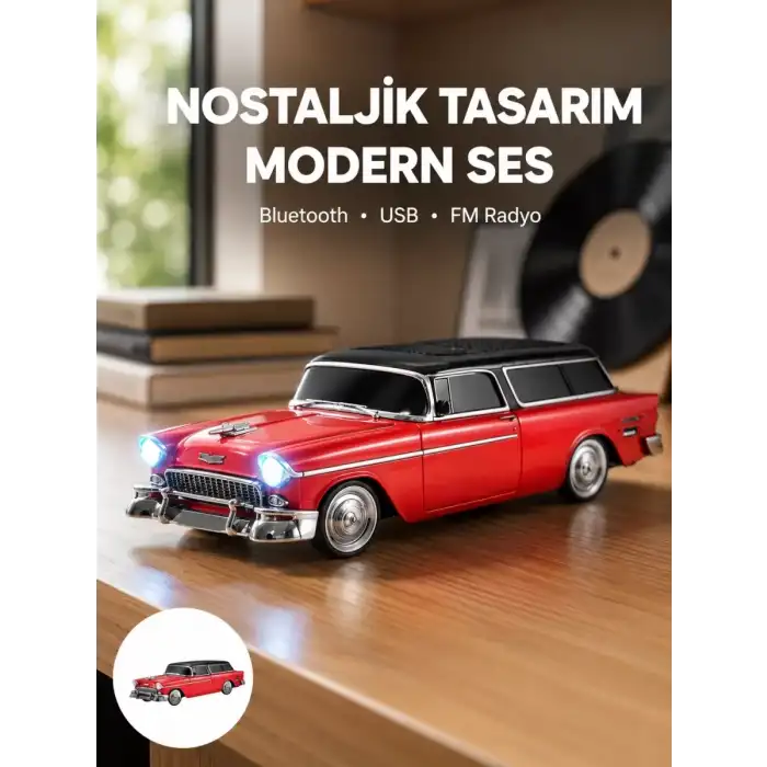 AsilTech Taşınabilir Klasik Araç Tasarımlı Kablosuz Hoparlör