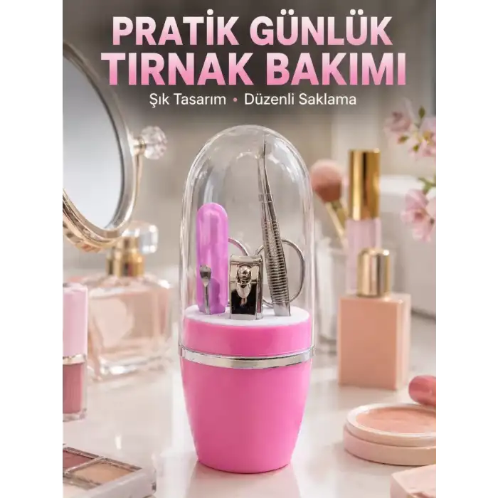 AsilTech Taşınabilir Manikür Seti Pembe Tırnak Bakım ve Kişisel Bakım Kiti