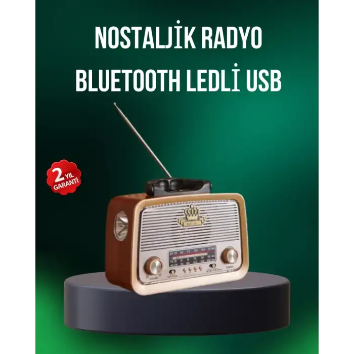 AsilTech Taşınabilir Nostalji Radyo Bluetooth USB AUX Girişli