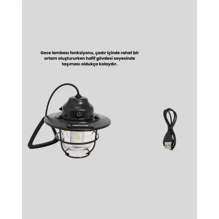 AsilTech Taşınabilir Retro Çam Konisi Kamp Lambası Gece Işığı Su Geçirmez