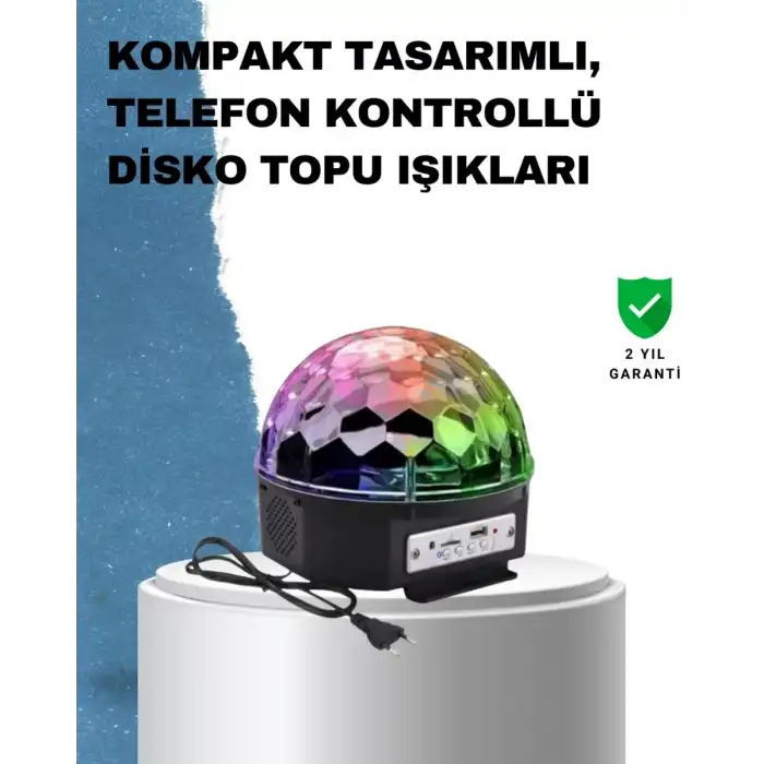 AsilTech Taşınabilir RGB Disko Topu Bluetooth ve Uzaktan Kumanda Özellikli