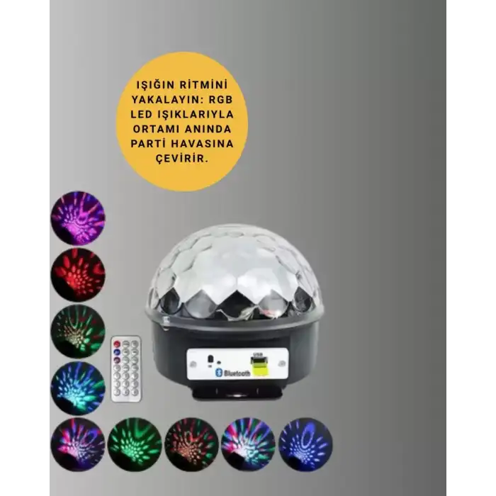 AsilTech Taşınabilir RGB Disko Topu Bluetooth ve Uzaktan Kumanda Özellikli