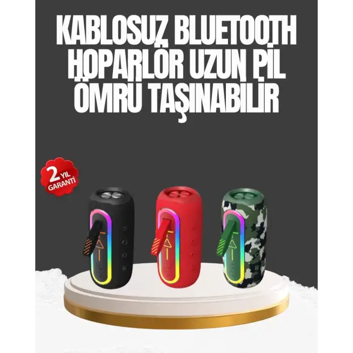 AsilTech Taşınabilir Şarjlı Bluetooth Hoparlör Güçlü Bas