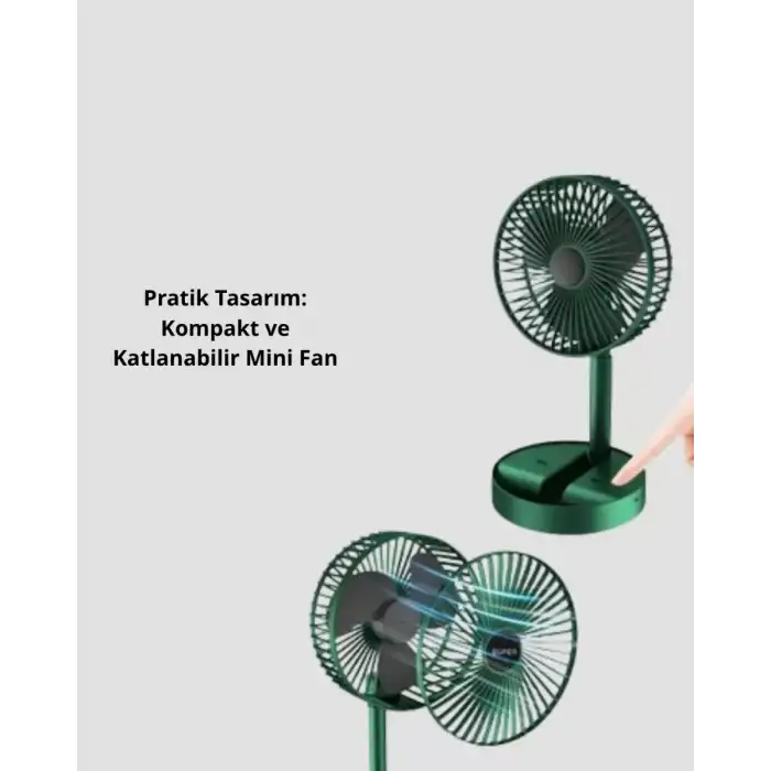 AsilTech Taşınabilir Şarjlı Mini Fan – Katlanabilir Gövde, 3 Hız Kademesi