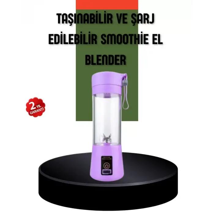 AsilTech Taşınabilir USB Şarjlı Mini Smoothie Blender 380ml Çelik Bıçaklı Portatif