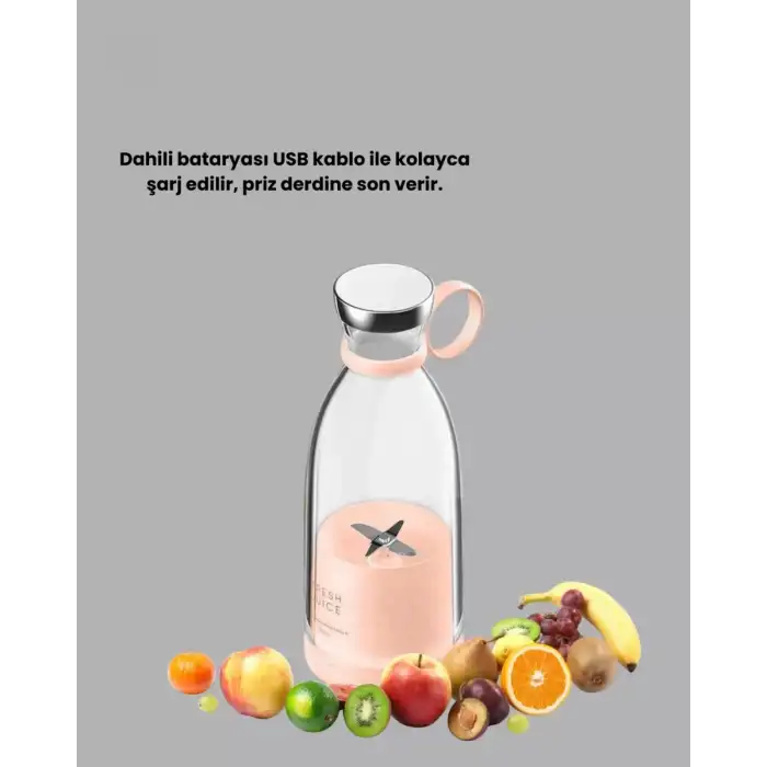 AsilTech Taşınabilir USB Şarjlı Taze Meyve Suyu Blender
