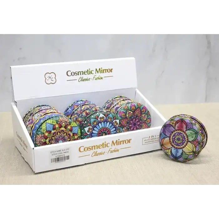 AsilTech Taşlı Yuvarlak El Aynası Kalın Model 4