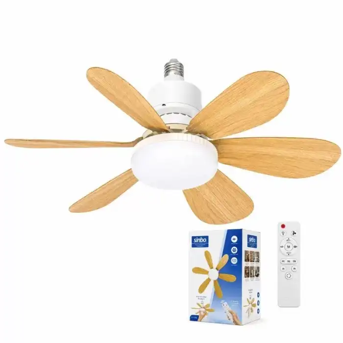 AsilTech Tavan Vantilatörü ve LED Avize - Uzaktan Kumandalı - 6 Kanatlı - 52 cm