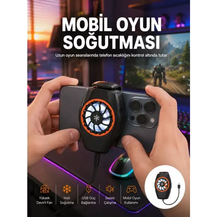 AsilTech Telefon Soğutucu Cep Telefon Soğutma Fanı Radyatör