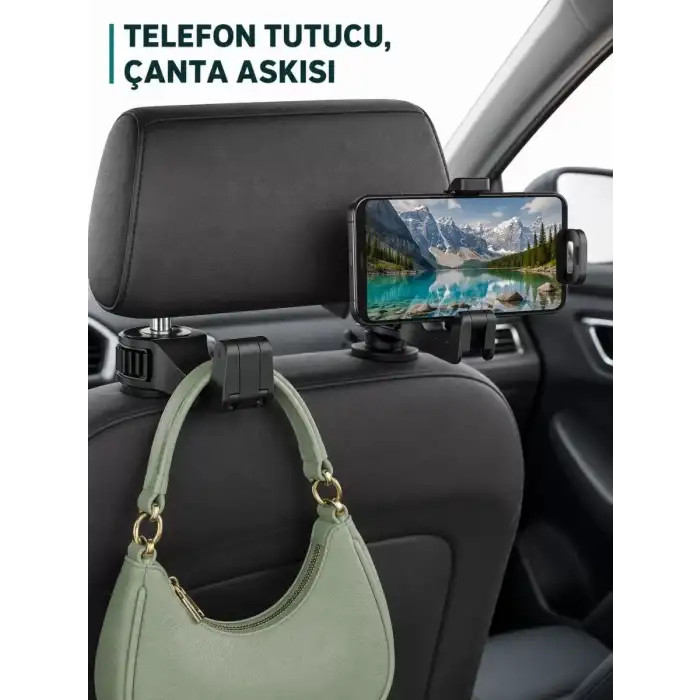 AsilTech Telefon Tutucu Özellikli Araç İçi Çanta Askısı