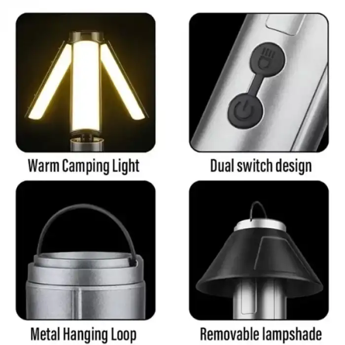 AsilTech Teleskopik Şarj Edilebilir Çadır Kamp Işığı