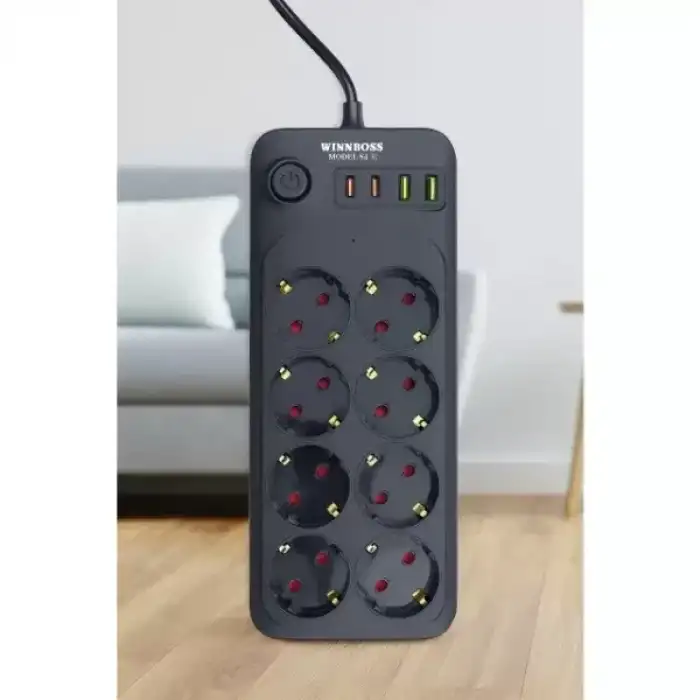 AsilTech Termal Akım Korumalı 8 Prizli Uzatma Kablosu