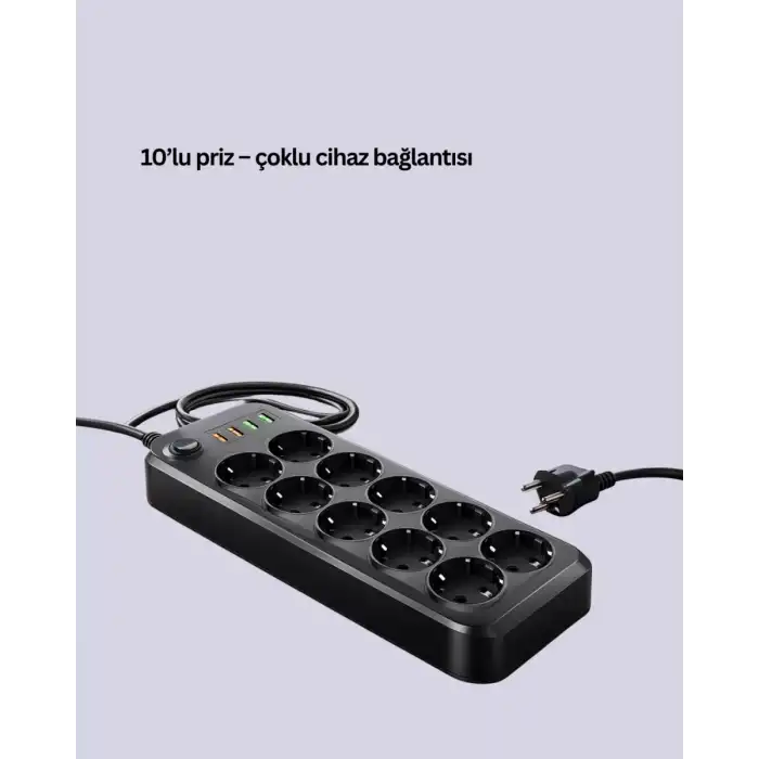 AsilTech Termal Akım Korumalı USB Type-C Girişli 10lu Grup Priz 2500W Güç Kapasitesi (Kopya)