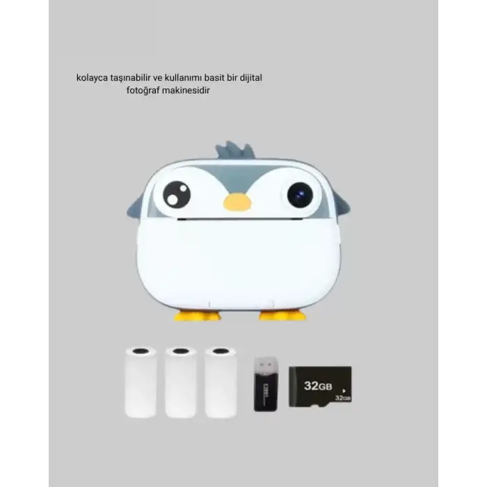 AsilTech Termal Baskı Çocuk Kamerası HD Çekim USB Şarjlı Eğitici Oyuncak