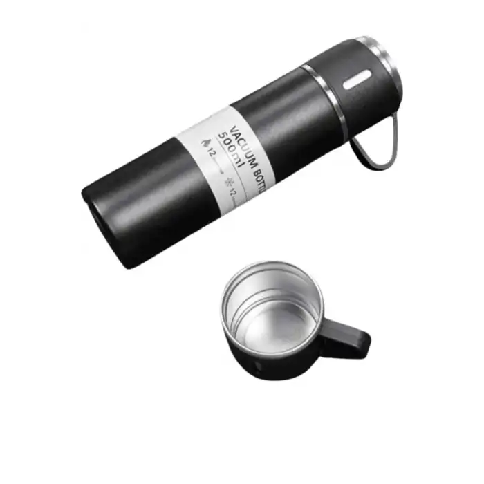 AsilTech Termos Seti 3lü Bardak Seti Isı Dayanıklı Siyah Paslanmaz Çelik Vakumlu