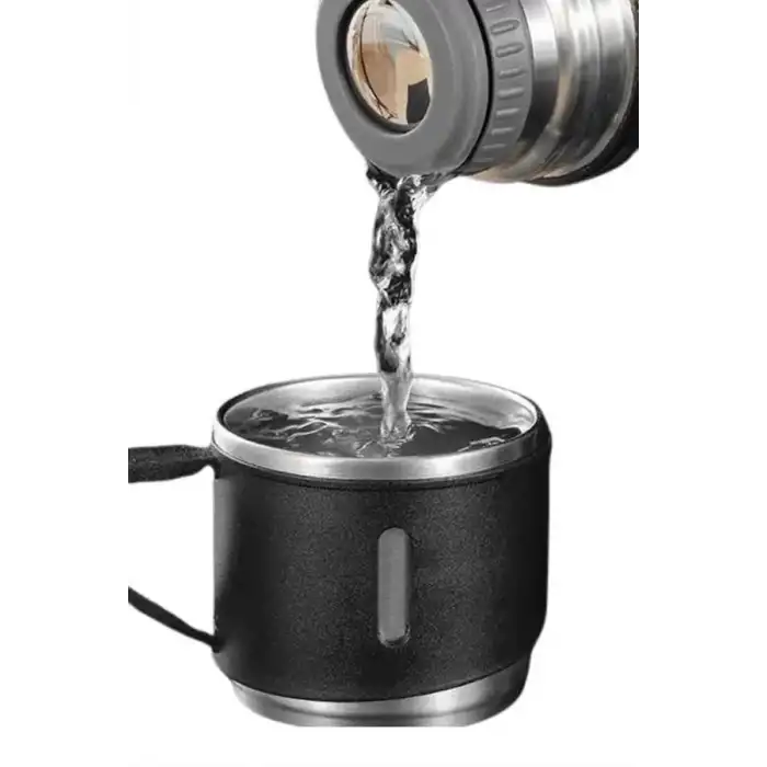 AsilTech Termos Seti Paslanmaz Çelik 3 Bardaklı Vakumlu Termos Set 500 Ml 12 Saate Kadar Isı Koruma