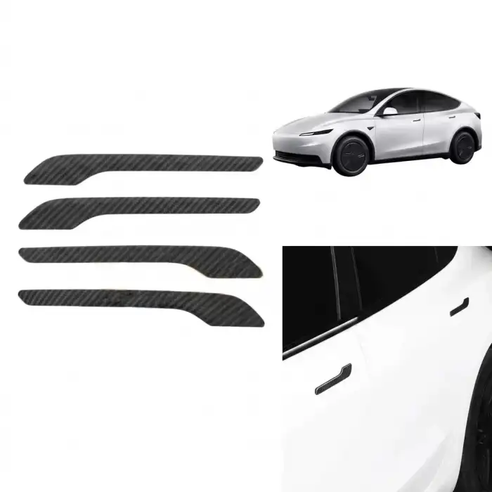AsilTech Tesla Model 3 Y Uyumlu Karbon Dış Kapı Kolu Koruyucu Kaplama Seti 4 lü Siyah